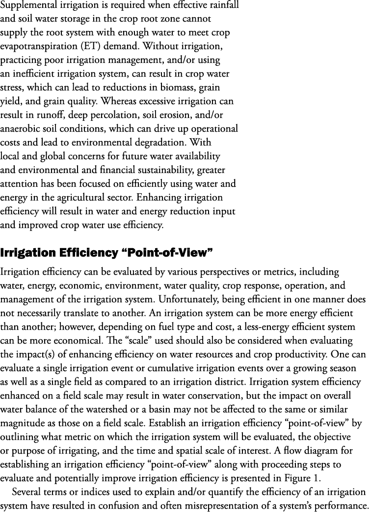 Supplemental irrigation is required when effective rainfall and soil water storage in the crop root zone cannot suppl...