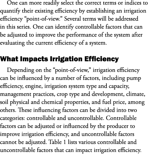 One can more readily select the correct terms or indices to quantify their existing efficiency by establishing an irr...