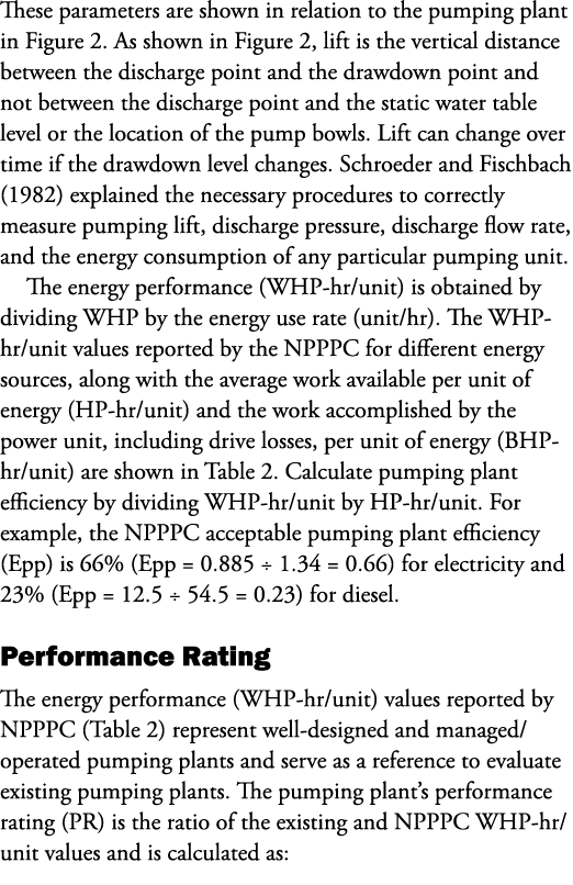 These parameters are shown in relation to the pumping plant in Figure 2. As shown in Figure 2, lift is the vertical d...