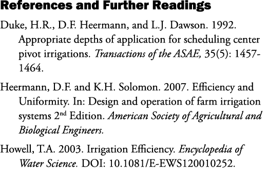 References and Further Readings Duke, H.R., D.F. Heermann, and L.J. Dawson. 1992. Appropriate depths of application f...