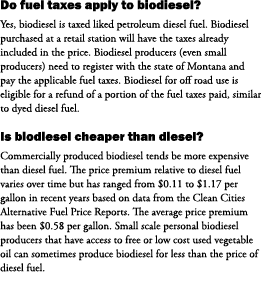 Do fuel taxes apply to biodiesel? Yes, biodiesel is taxed liked petroleum diesel fuel. Biodiesel purchased at a retai...