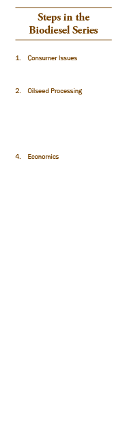 Steps in the Biodiesel Series 1. Consumer Issues 2. Oilseed Processing 3. Production 4. Economics