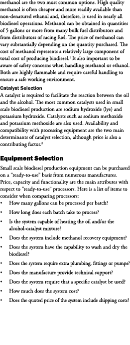 methanol are the two most common options. High quality methanol is often cheaper and more readily available than non-...