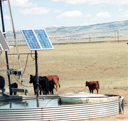 The University of Wyoming and several rural electric companies have set up rural demonstration projects to study the durability, maintenance requirements, and useful life of solar-powered water-pumping systems. Wyoming is particularly suited to use solar power because of the high elevations that results in less scattered atmospheric dispersion. Because of the vast, rural spaces in Wyoming, PV is a feasible solution to power needs in remote areas where traditional utility infrastructure is not economically viable. A medium-size solar-powered system costs about 2,000. The depth of the well and the amount of water needed on a case-by-case basis determine the size of the system.
