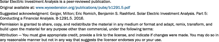 Solar Electtric Investment Analysis is a peer-reviewed publication. Original available at: www.wyoextension.org/publi...