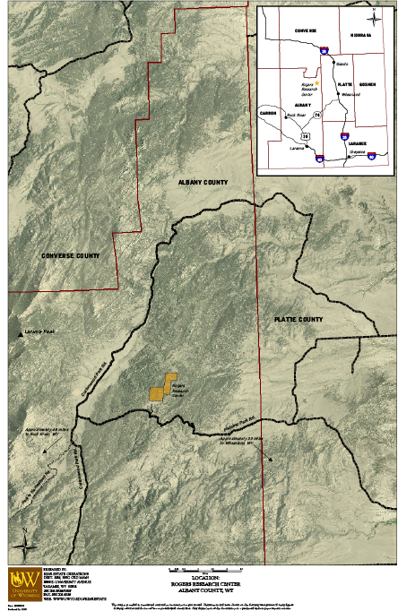 Map showing location of Rogers Research Site in Albany County 