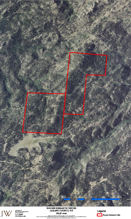 Aerial image of the research site showing vegetation density before the fire 