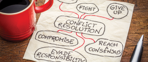 conceptual photo of notes about conflict resolution